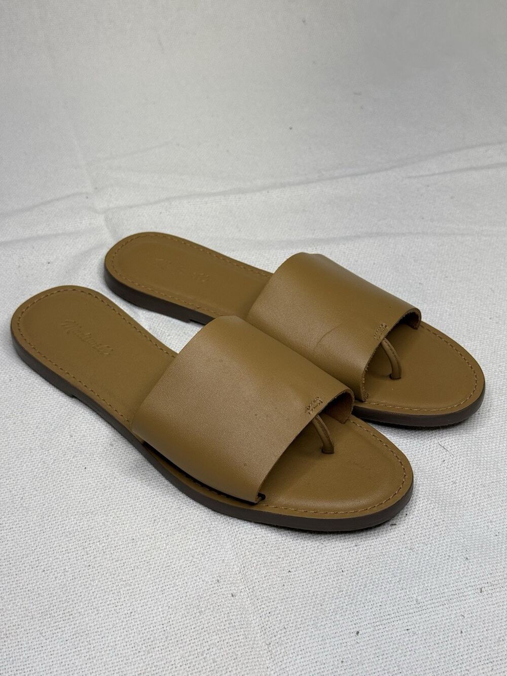 Madewell Boardwalk Post Slide Sandal Desert Camel Size 7.5 Made In Brazil